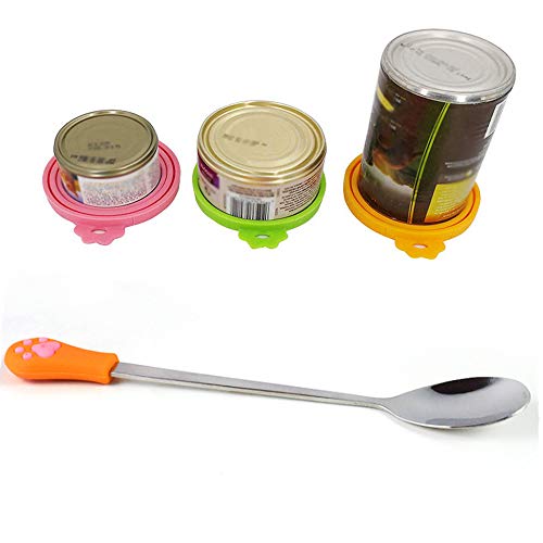 IVIA PET Food Can Spoon/ 4Pack/ Multiple Sizes Stainless Steel- Silicone Food Canned Scoop for Dogs and Cats(Small)