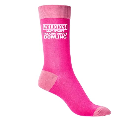 Print4U Warning May Talk About Bowling Funny Ladies Socks Pink Birthday Gift