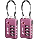 Cadenas TSA à 4 chiffres avec Indicateur d’Ouverture – pour Valise, Bagage Cabine, Sac à Dos – Acceptés pour les Voyages en Avion – Lot de 2, Violet