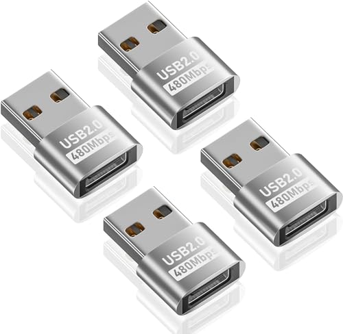 Image of ETZIN USB to USB C Adapter, USB C Female to A Male OTG Charger Type C Converter, USB 2.0 to USB C Adapter for Laptop, Charger, iPhone, MacBook, Samsung Galaxy etc. (4, Silver)