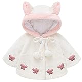 Happy Cherry Baby Girls Fur Warm Coat Cloak Overcoat Hoodies Cute Outdoor Suit (80cm, White P)