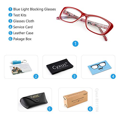 Image of Cyxus Semi Rim Blue Light Glasses for Men Women TR90 Metal Frame UV Blocking Computer Glasses Clear Lens Square Eyewear