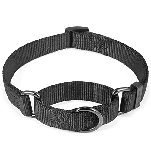 Cyclpet Nylon Adjustable Martingale Dog Collars,Comfort And Silky Training Dog Collar With Heavy Duty Clip For Active Dogs. (Black, Large) #TOP3