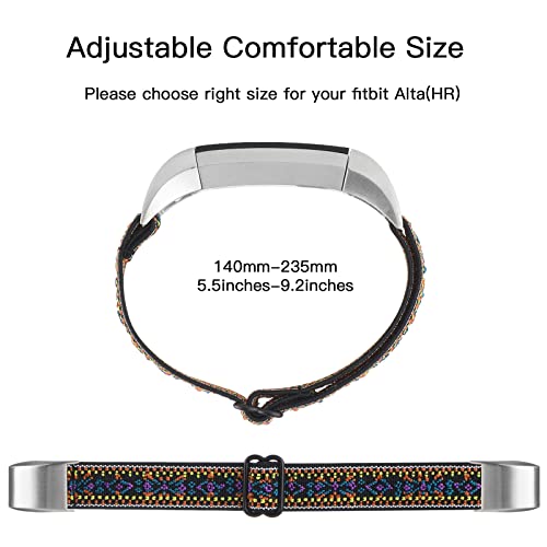 Image of Adjustable Elastic Bands Compatible with Fitbit Alta /Alta HR, Soft Stretchy Nylon Sports Breathable Replacement Wristbands for Women Men (Purple Blue Boho)