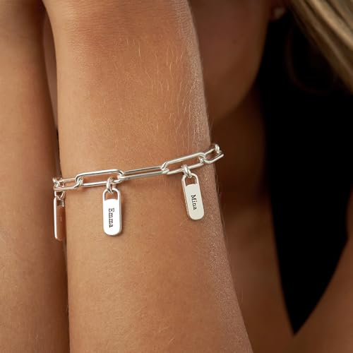 MyNameNecklace Personalized Rory Bracelet with Custom Tag Charms - Diamond Option - by MYKA3