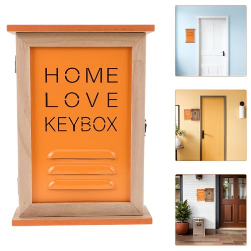 Llavero de pared de madera naranja con ganchos para llaves modernos 8