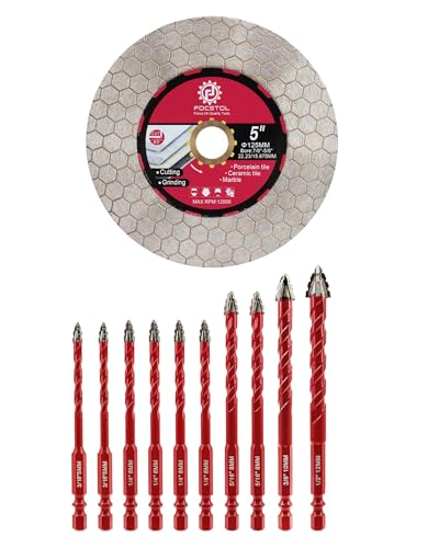 Disque Diamant Carrelage 125mm Double Face avec Forets Secs