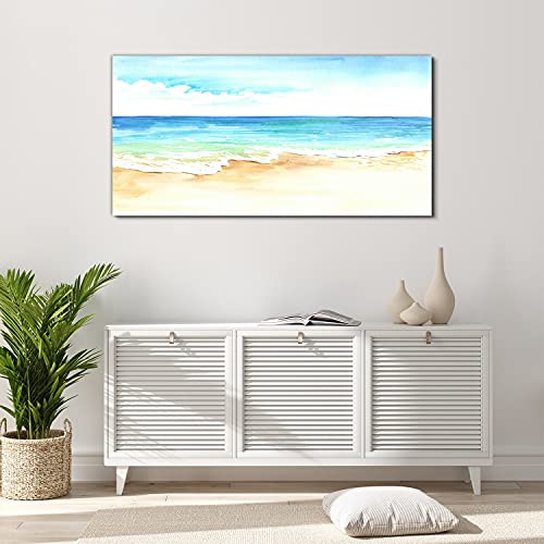 Art mural en verre trempé haut de gamme 120x60 cm motif plage tropicale