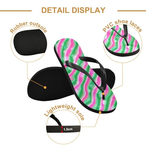 Wavy Pink Green Flip Flop Beach Summer Casual Sandal for Women & Men Shower Shoes 208620062