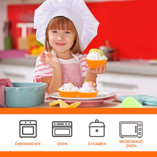 24Pcs Silicone Muffin Cupcake Liners, Reusable Baking Cups Non-Stick Mini Heavy Duty Cupcake Liner Silicone Molds For Baking, Cupcake Liners For Party Halloween Christmas (Multicolor&2.75'') #TOP2