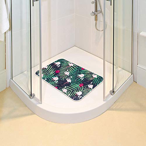 Alfombrilla de baño Bennigiry con ventosas para suelo de mármol y diseño de hojas 7