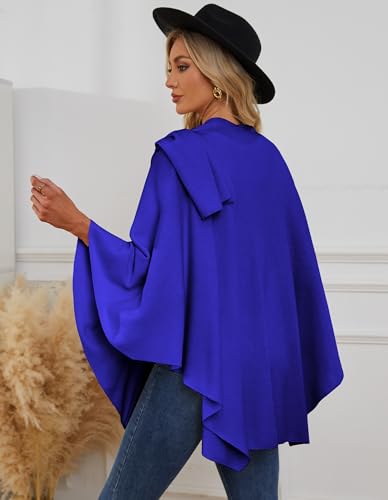 Image of PULI Womens Cross Front Poncho Shawl Wrap Elegant Wedding Formal Gift