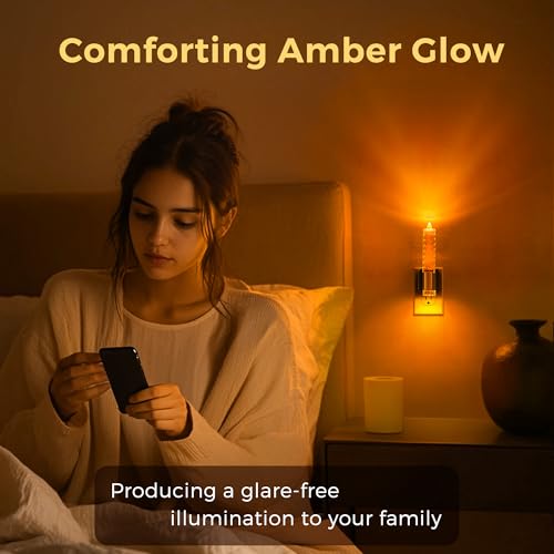 Image of L LOHAS LED Plug in Night Light, Flameless Candle Night Lights Plug into Wall with Dusk to Dawn Sensor, 0-100 LM Dimmable Night Light for Bedroom Bathroom Hallway Home Decor(2 Pack)