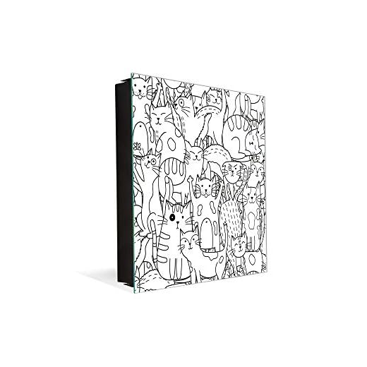 Concept Crystal Armoire Porte-clés de décoration avec Tableau K02 Doodle des Chats