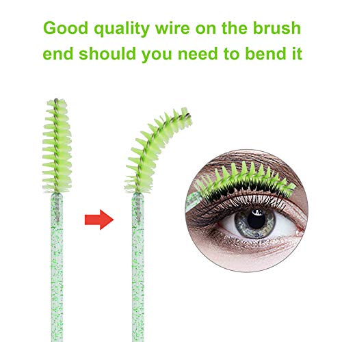 Image of CHEFBEE 100PCS Disposable Eyelash Spoolies Brush with Container, Green