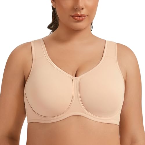 Image of Women's Underwire Sports Bra High Impact Plus Size Full Support Running Bra