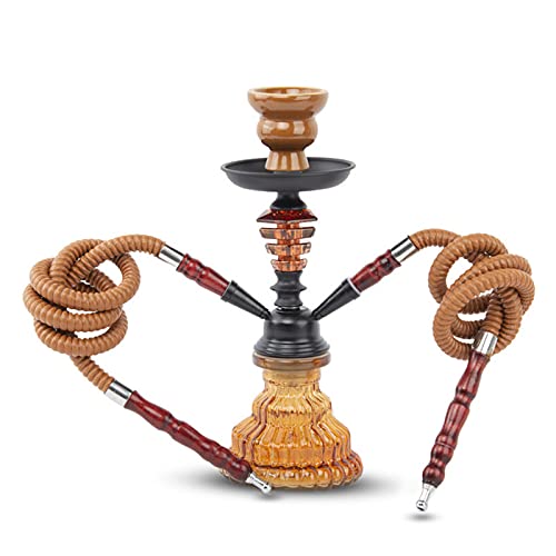 YANGH Hookah Set, inklusive Zubehör, 2 Schläuche, -50,8 cm Tragbares Set Glasvasenbasis und Keramikschale für… – Bild 4