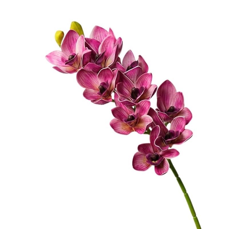 künstliche Blumen 2 Stück künstliche Cymbidium-Orchideen-Blumenpflanze, 3D-Druck, Vanda 10 Köpfe, Latex-Phalaenopsis-Blume for Zuhause Decoration(Rose)