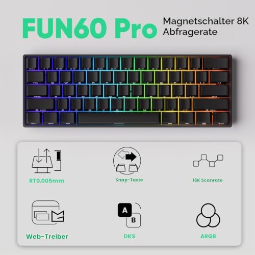 MONSGEEK FUN60 Pro HE Tastatur 60% Rapid Trigger Magnetschalter Wired – Ansicht 2