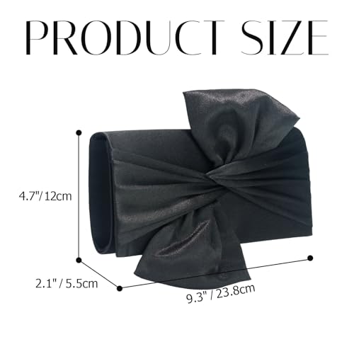 Image of Satin Evening Bag Bow Flap Clutch Purse for Women,Elegant Clutch Handbag for Formal /Party /Prom /Wedding
