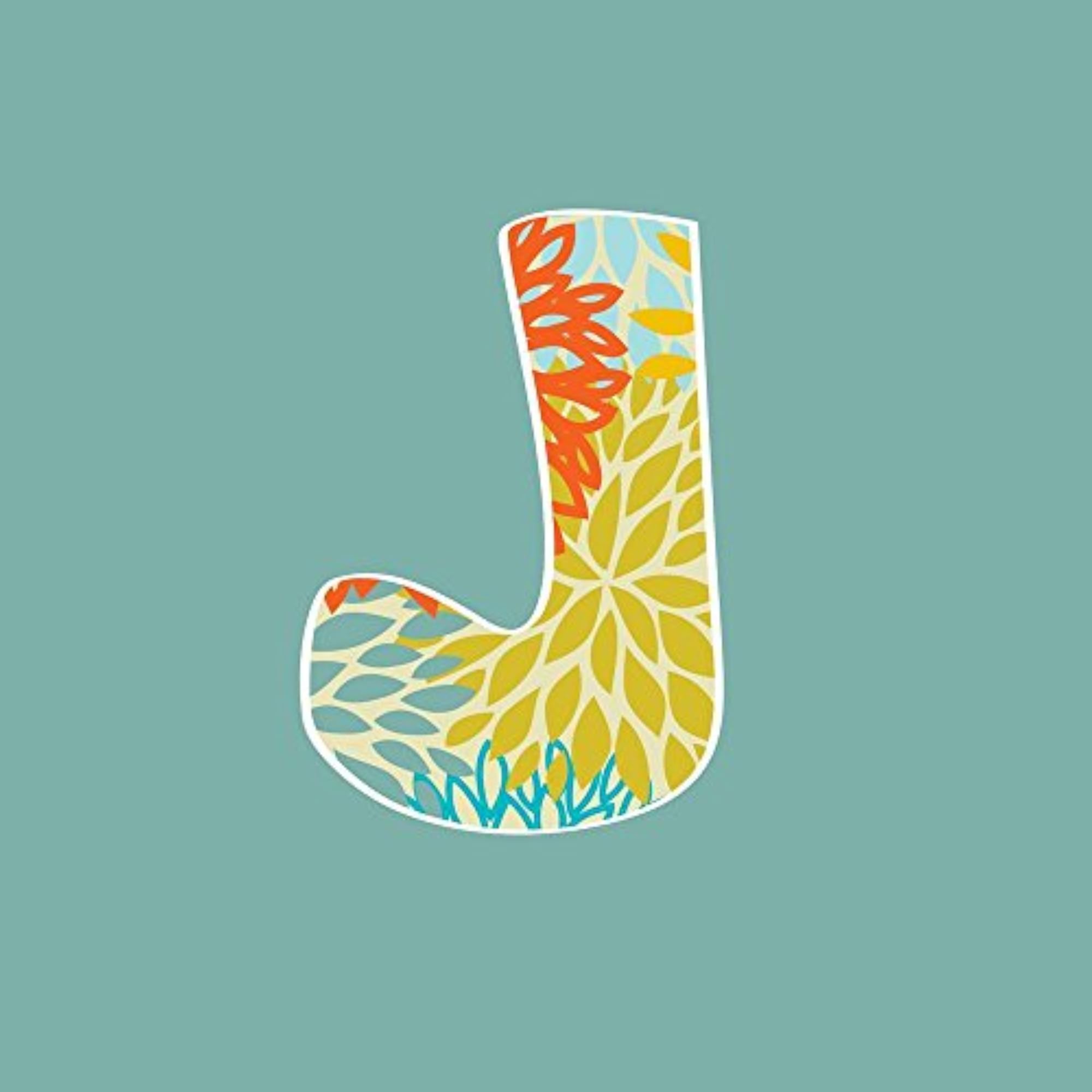 Floral Letter J Vinyl Wall Sticker