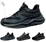 ZEPYFXIT Zapatos de Seguridad Hombre y Mujer Cómodos y Ligeros para Invierno Botas de Trabajo Impermeables con Punta Acero Antideslizante Zapatillas Seguridad Color Negro Talla 43 EU
