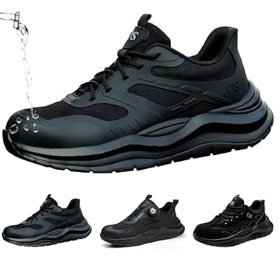 ZEPYFXIT Zapatos de Seguridad Hombre y Mujer Cómodos y Ligeros para Invierno Botas de Trabajo Impermeables con Punta Acero Antideslizante Zapatillas Seguridad Color Negro Talla 43 EU