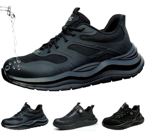 ZEPYFXIT Zapatos de Seguridad Hombre y Mujer Cómodos y Ligeros para Invierno Botas de Trabajo Impermeables con Punta Acero Antideslizante Zapatillas Seguridad Color Negro Talla 38 EU