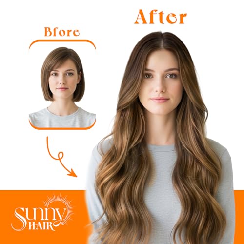 Sunny Hair Genius Weft Hair Extensions Human Hair Straight Remy Sew in Hair Extensions for Women Real Human Hair Genius Weft Extensions Human Hair Medium Brown Balayage Caramel Blonde 16 inch by Sunny Hair - Image 8