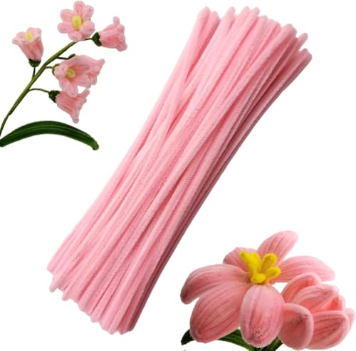 Creative Pipe Cleaners for DIY Crafts, Festival Decorations, Bouquet Making, Flower Arrangements, Arts and Crafts Supplies (Pink 100pc)