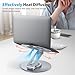 OMOTON Adjustable Laptop Stand with 360 Rotating Base, Ergonomic Laptop Riser for Collaborative Work, Dual Rotary Shaft Fully Foldable for Easy Storage, Fits All Laptops up to 16 inches, CoolGrey