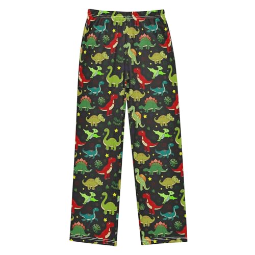 ZZXXB Dinosaurs Pattern Boys Long Pants Soft Trousers Elastic Waist Kids Lounge Bottoms with Pockets S-XL