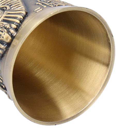 Vintage Metal Shot Glass, Engraving Pattern Whiskey Cup Drinking Retro Egyptian Glasses Relief Liquor Cups Mini Handmade Embossed Antique Goblet Wedding Art Craft Bar Vodka Brandy Bourbon Tequila Rum #TOP5