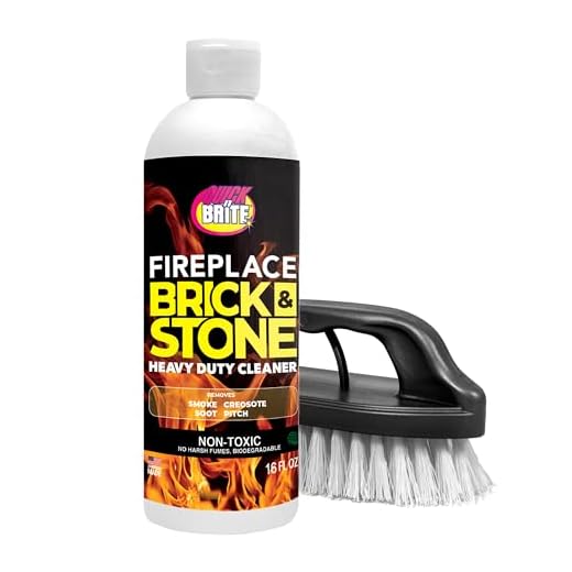 Quick N Brite Gel Fireplace Cleaner with Scrub Brush, For Brick or Stone, 16 Ounces