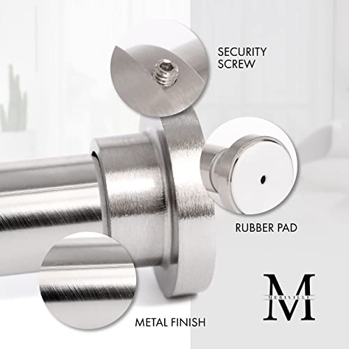 Meriville 1-Inch Diameter Metal Spring Tension Rod, Closet Rod, Tension Curtain Rod, Shower Curtain Rod, Adjustable Length 18-Inch To 30-Inch, Satin Nickel #TOP3