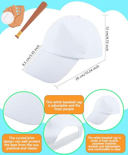 Image of Adult DIY Baseball Caps Bulk White Blank Baseball Hat Adjustable Sport Ball Cap for Men Women Running Fishing Travel