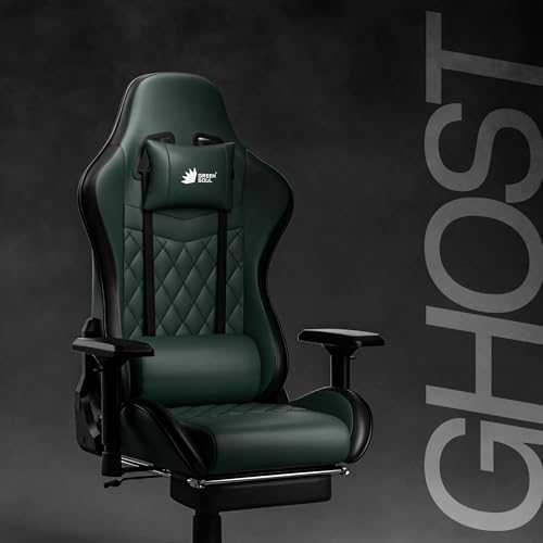 Image of Green Soul Ghost (2026 Edition) Gaming Chair, Premium PU Leatherette Upholstery with Diamond Stitching| 4D Armrest, Footrest, Sturdy Metal Base| 180 Back Recline (Army Green) | Installation Provided