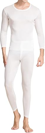 ZEEREE Mens Silk Thermal Underwear Set Mulberry Silk Long Johns Base Layer Top Bottom Lightweight 2 Pcs Pajama Sets