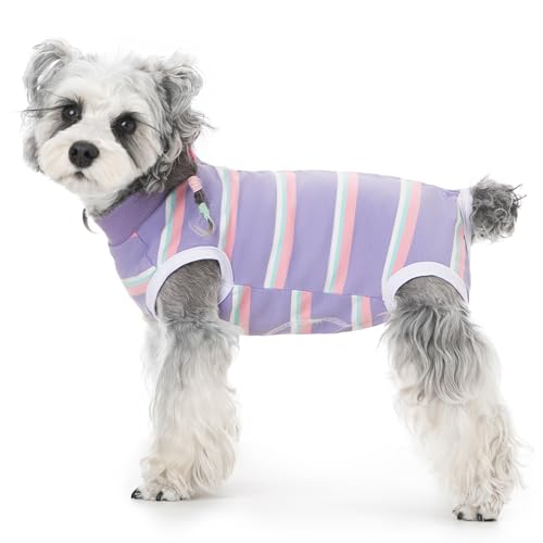 Image of Dog Surgery Recovery Suits, Sleeveless Dog Recovery Suit Male, E-Collar & Cone Alternative Bodysuits After Surgery, Striped Dog Onesie Pajamas, Pet Surgical Vest for Wound Care