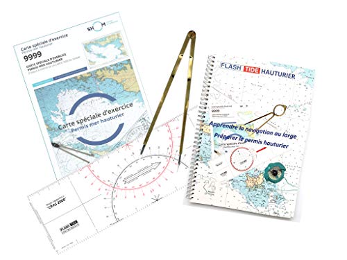 Flash-Tide - Pack Permis Hauturier Complet (Manuel Cours et Tests + Carte + Règle Cras + Compas Droit) – vue 7