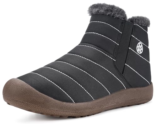 Image of Eagsouni Womens Mens Snow Boots Winter Slip On Shoes | Unisex Warm Fur Lined Slip-On House Shoes,Rubber Sole,Anti Slip,Water Resistant,Comfortable,Indoor Outdoor Daily Walking