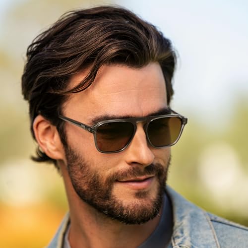 Image of WearMe Pro Polarized Modern Aviator One-Bridge Square Mens Sunglasses