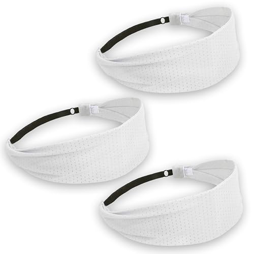 Image of FROG SAC Sport Headbands for Girls, Adjustable No Slip Sweat Wicking Athletic Hair Bands for Women, Stretch Elastic Workout Headband with Velvet Grip for Yoga Running Exercise Gym (White)