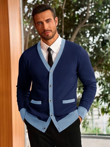 Runcati Men's Cardigan Sweater Long Sleeve V Neck Cardigan Casul Button Down Knitted Sweaters with Pockets2