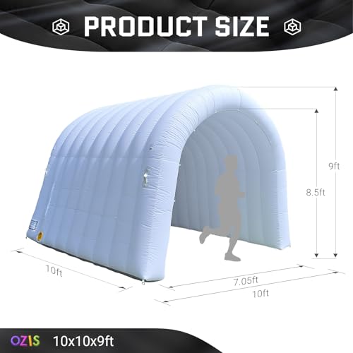 Image of OZIS 10FT Inflatable Tunnel Entrance Sport Tunnel with 250W Blower Inflatable Entryway for Business Advertising Event Exhibition Promotion(White,10x10x9ft)