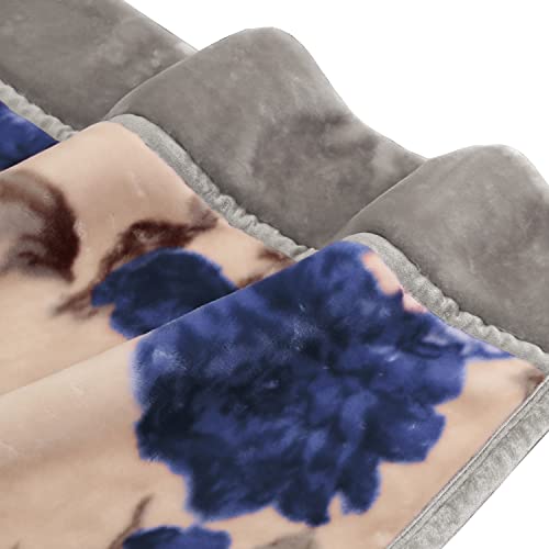 昭和西川 毛布 シングル 二枚合わせ フローラ しっかりとしたボリューム感 肌ざわり なめらか 約2.4kg 140x200㎝ ブルー