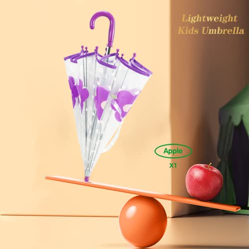 Llanxiry Umbrella Kids Clear Bubble Auto Open Umbrellas For Rain Children's Safe Transparent Dome Waterproof Stick Lightweight Umbrella For Boys Girls (Flower-Purple) #TOP4