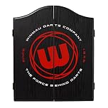 WINMAU Logo Deluxe Dartboard Cabinet Set, Veneer-Effect Wood Dart Board Cabinet, Easy Wipe, Home & Away Scoreboard, Magnetic Closure, Fits All Dartboards, Easy to Install With Fixings