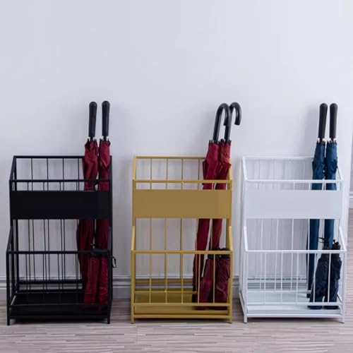 Porte-parapluie chic en fer forgé doré à haute stabilité