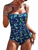 Ekouaer Womens One Piece Bathing Suits Backless Swimsuits Print Swimwear